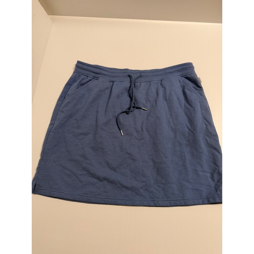 Eddie Bauer Womens Blue Fleece Lined Knit Skirt With Pockets Drawstring Large